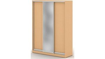 Шкаф купе 1,8 м с одной зеркальной и двумя ЛДСП дверями, 180x68x240, бук натуральный шагрень 