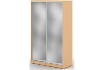 Шкаф купе 1,5 м с двумя зеркальными дверями, 150x68x240, бук натуральный шагрень 