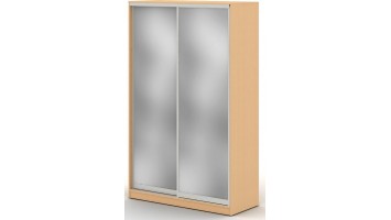 Шкаф купе 1,5 м с двумя зеркальными дверями, 150x68x240, бук натуральный шагрень 