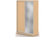 Шкаф купе 1,5 м с одной зеркальной и одной ЛДСП дверями, 150x68x240, бук натуральный шагрень 