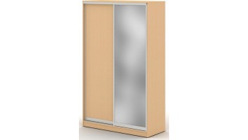 Шкаф купе 1,5 м с одной зеркальной и одной ЛДСП дверями, 150x68x240, бук натуральный шагрень 