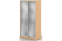 Шкаф купе 1,2 м с двумя зеркальными дверями, 120x68x240, бук натуральный шагрень 