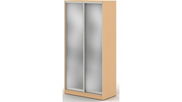 Шкаф купе 1,2 м с двумя зеркальными дверями, 120x68x240, бук натуральный шагрень 