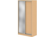 Шкаф купе 1,2 м с одной зеркальной и одной ЛДСП дверями, 120x68x240, бук натуральный шагрень 