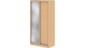 Шкаф купе 1,2 м с одной зеркальной и одной ЛДСП дверями, 120x68x240, бук натуральный шагрень 