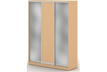 Шкаф купе 1,8 м с двумя зеркальными и одной ЛДСП дверями, 180x68x240, бук натуральный шагрень 