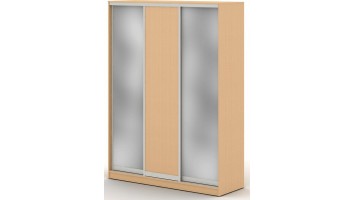 Шкаф купе 1,8 м с двумя зеркальными и одной ЛДСП дверями, 180x68x240, бук натуральный шагрень 