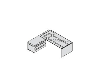  Стол письменный стекло с тумбой 118986 SX левый. Кабинет руководителя EOS. 