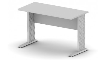 Стол приставной, 90x50.2x61, серый шагрень на Т-обр. перфор. опорах, с панелью из ДСП; без покрытия снизу столешницы