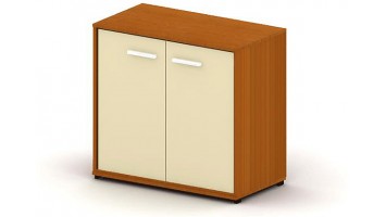 Шкаф широкий, 80x37.1x75, итальянский орех + слоновая кость, приставной, дверцы из ДСП; с фиксированным расположением полок 