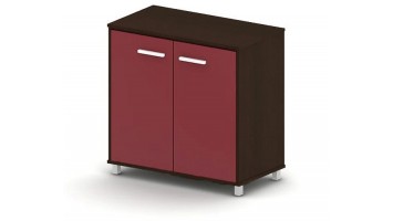 Шкаф широкий, 75.2x37.1x77.5, дуб ферраре + бордовый, низкий, дверцы из ДСП; с фиксированным расположением полок