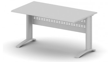 Стол, 160x80x75, серый шагрень на Т-обр. опорах, с панелью метал.