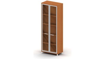 Шкаф широкий, 75.2x37.1x212, итальянский орех, дверцы - стекло в рамке МДФ