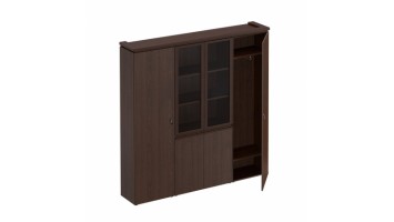 Шкаф комбинированный (для документов узкий + со стеклом + для одежды узкий) Материал