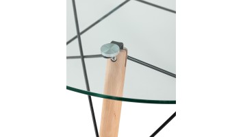 Стол круглый EAMES DSW D=80, стеклянный на деревянных ножках